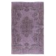Vintage Handmade Turkish Area Rug redyed in Purple Color for modern interiors