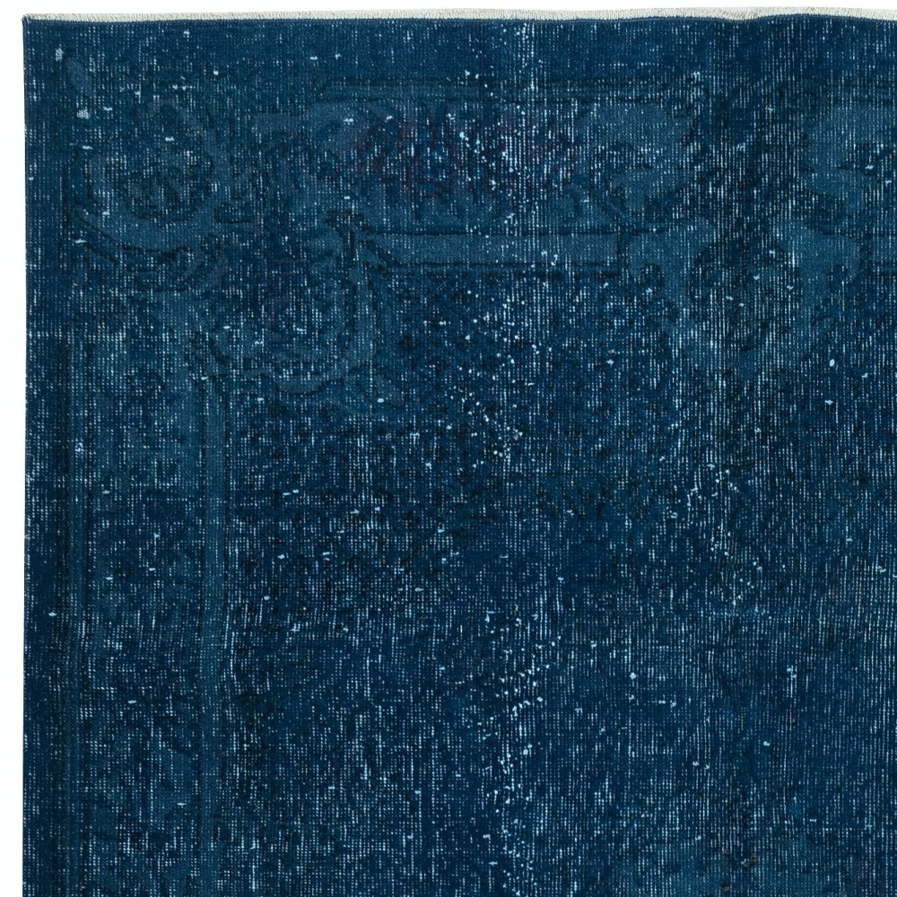 Hand Knotted Navy Blue Color Area Rug, Modern Handmade Turkish Floor Covering