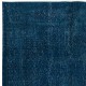 Hand Knotted Navy Blue Color Area Rug, Modern Handmade Turkish Floor Covering