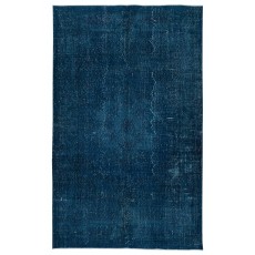 Hand Knotted Navy Blue Color Area Rug, Modern Handmade Turkish Floor Covering