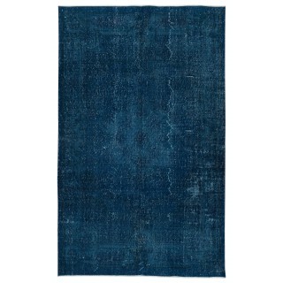 Hand Knotted Navy Blue Color Area Rug, Modern Handmade Turkish Floor Covering