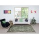 Contemporary Handmade Turkish Wool Area Rug in Green Color