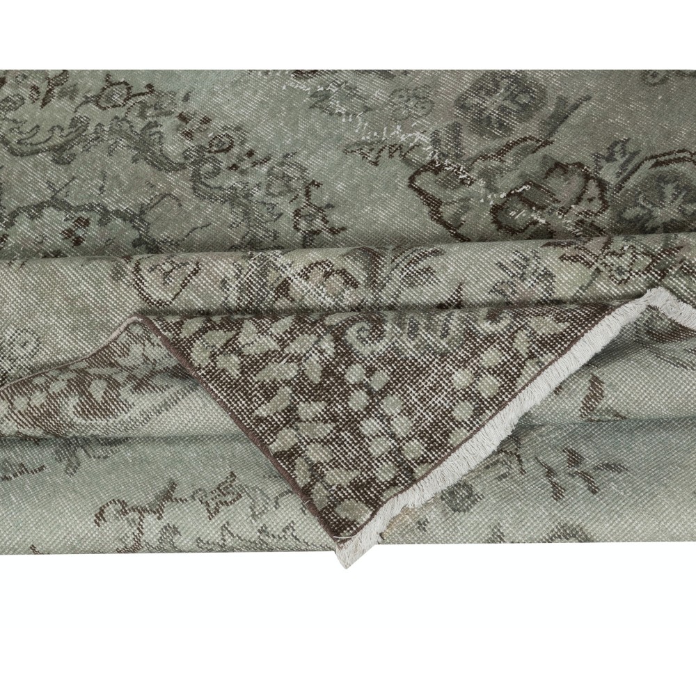 Contemporary Handmade Turkish Wool Area Rug in Green Color