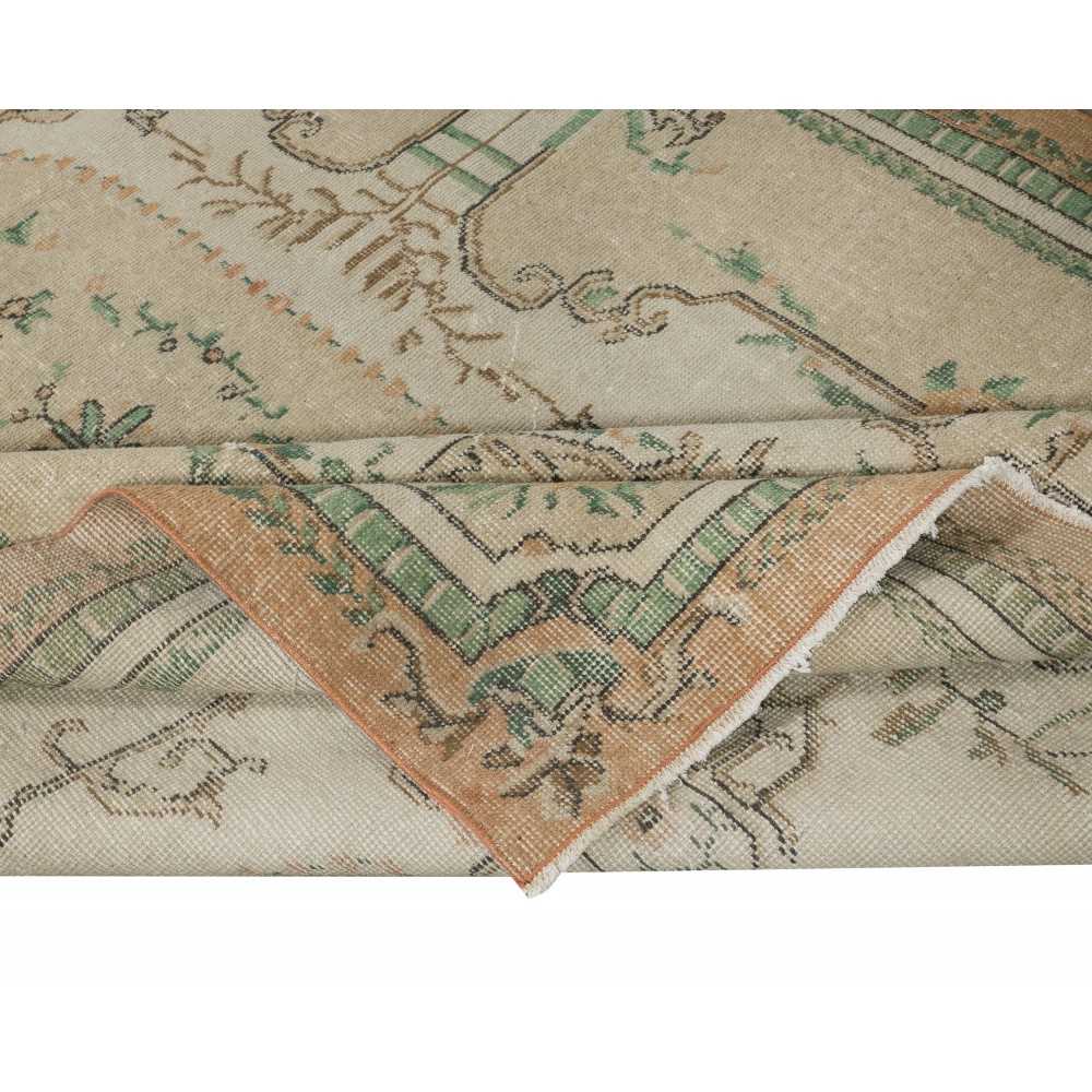 French Aubusson Inspired Vintage Handmade Turkish Wool Area Rug