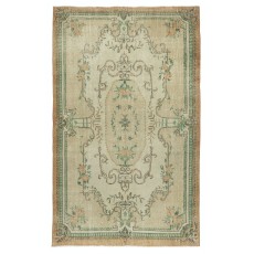 French Aubusson Inspired Vintage Handmade Turkish Wool Area Rug