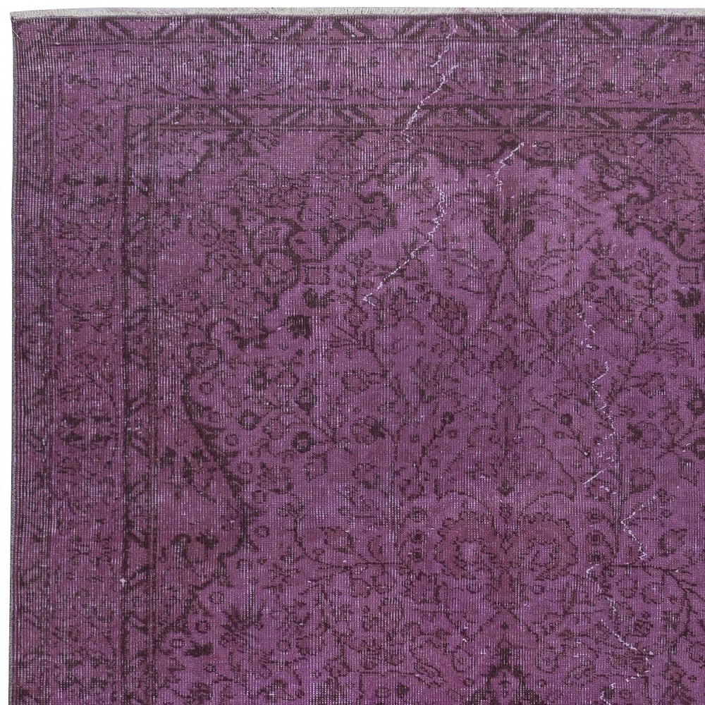 Purple Color Handmade Wool Area Rug from Turkey, Great 4 Modern Interiors