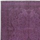 Purple Color Handmade Wool Area Rug from Turkey, Great 4 Modern Interiors