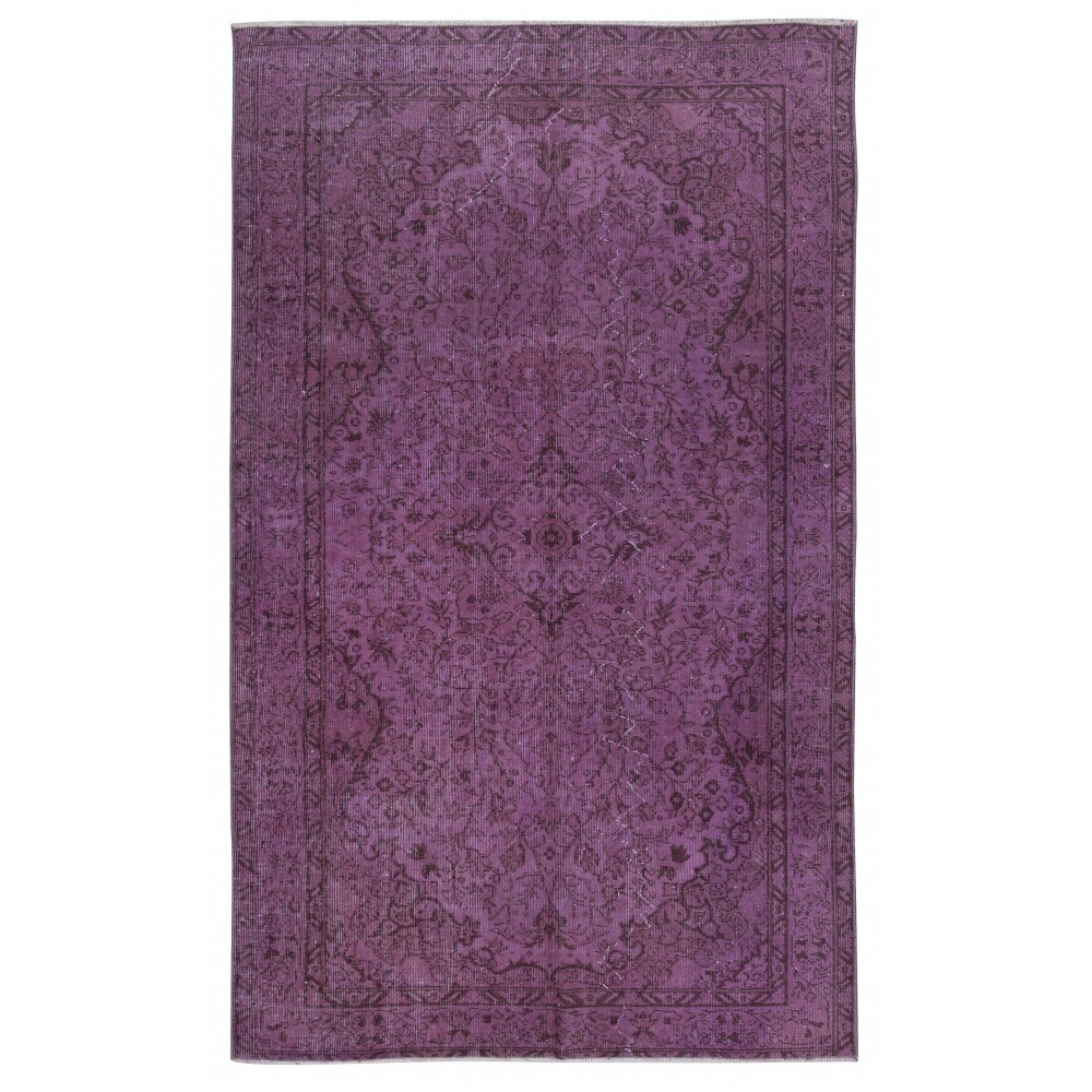 Purple Color Handmade Wool Area Rug from Turkey, Great 4 Modern Interiors