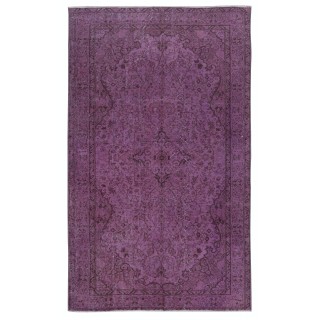 Purple Color Handmade Wool Area Rug from Turkey, Great 4 Modern Interiors