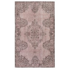 Vintage Handmade Turkish Area Rug redyed in Pink Color for contemporary interiors