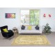 Vintage Turkish Area Rug redyed in Yellow Color for modern interiors