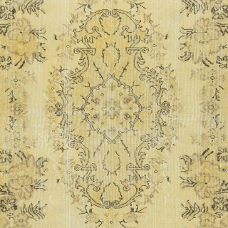 Vintage Turkish Area Rug redyed in Yellow Color for modern interiors