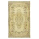 Vintage Turkish Area Rug redyed in Yellow Color for modern interiors