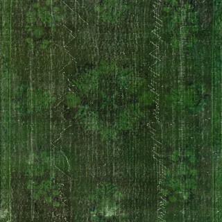 Shabby Chic Handmade Rug Over-Dyed in Green Color. Distressed Turkish Area Rug