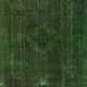 Shabby Chic Handmade Rug Over-Dyed in Green Color. Distressed Turkish Area Rug