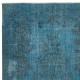 Contemporary Handmade Blue Color Area Rug, Shabby Chic Turkish Floor Covering