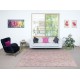 Soft Pink Color Anti-bacterial Wool Area Rug. Hand Knotted Turkish Rug