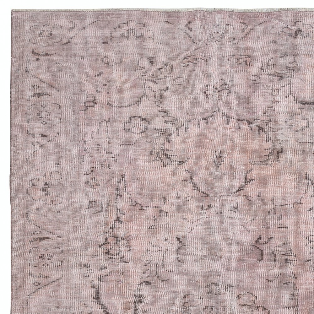 Soft Pink Color Anti-bacterial Wool Area Rug. Hand Knotted Turkish Rug
