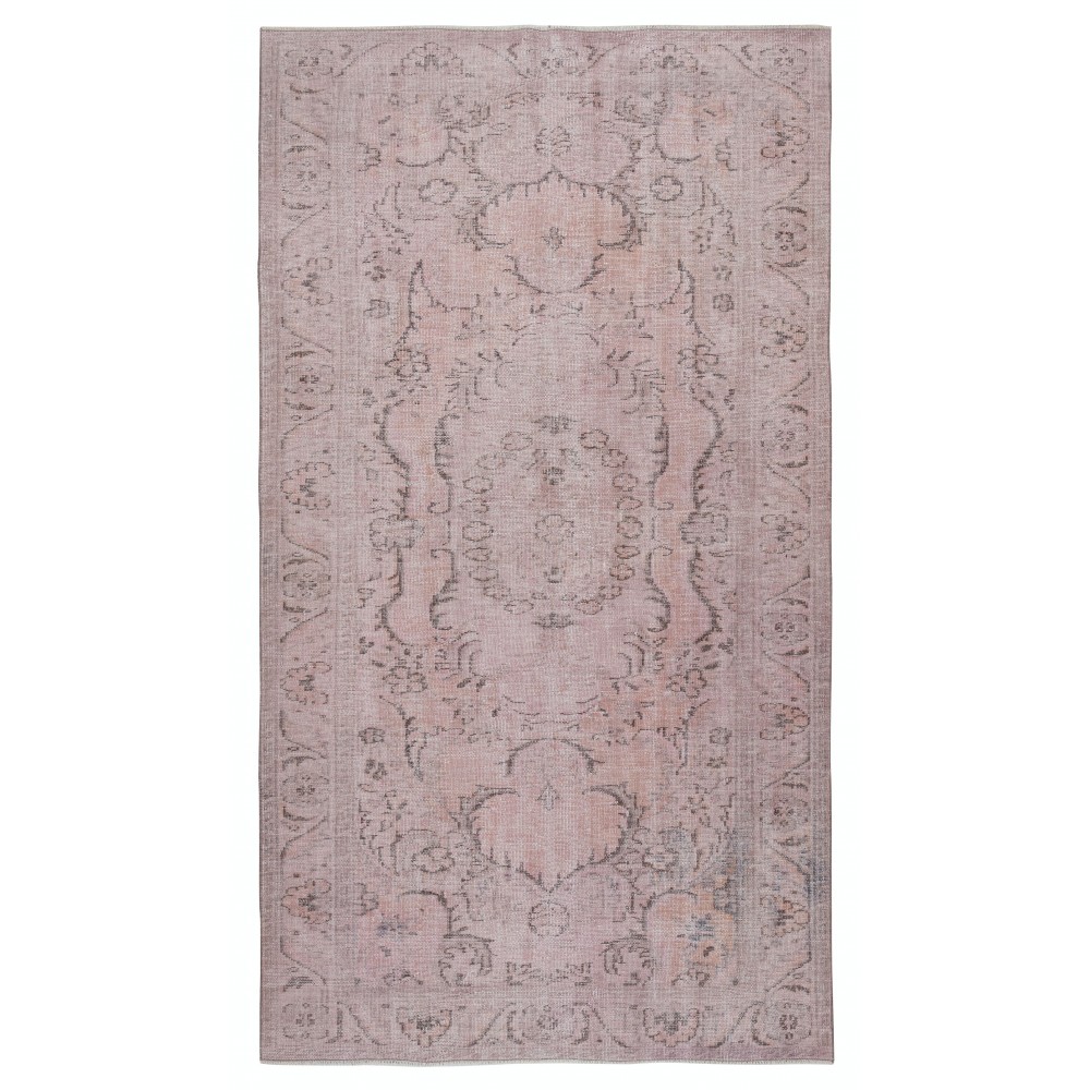 Soft Pink Color Anti-bacterial Wool Area Rug. Hand Knotted Turkish Rug