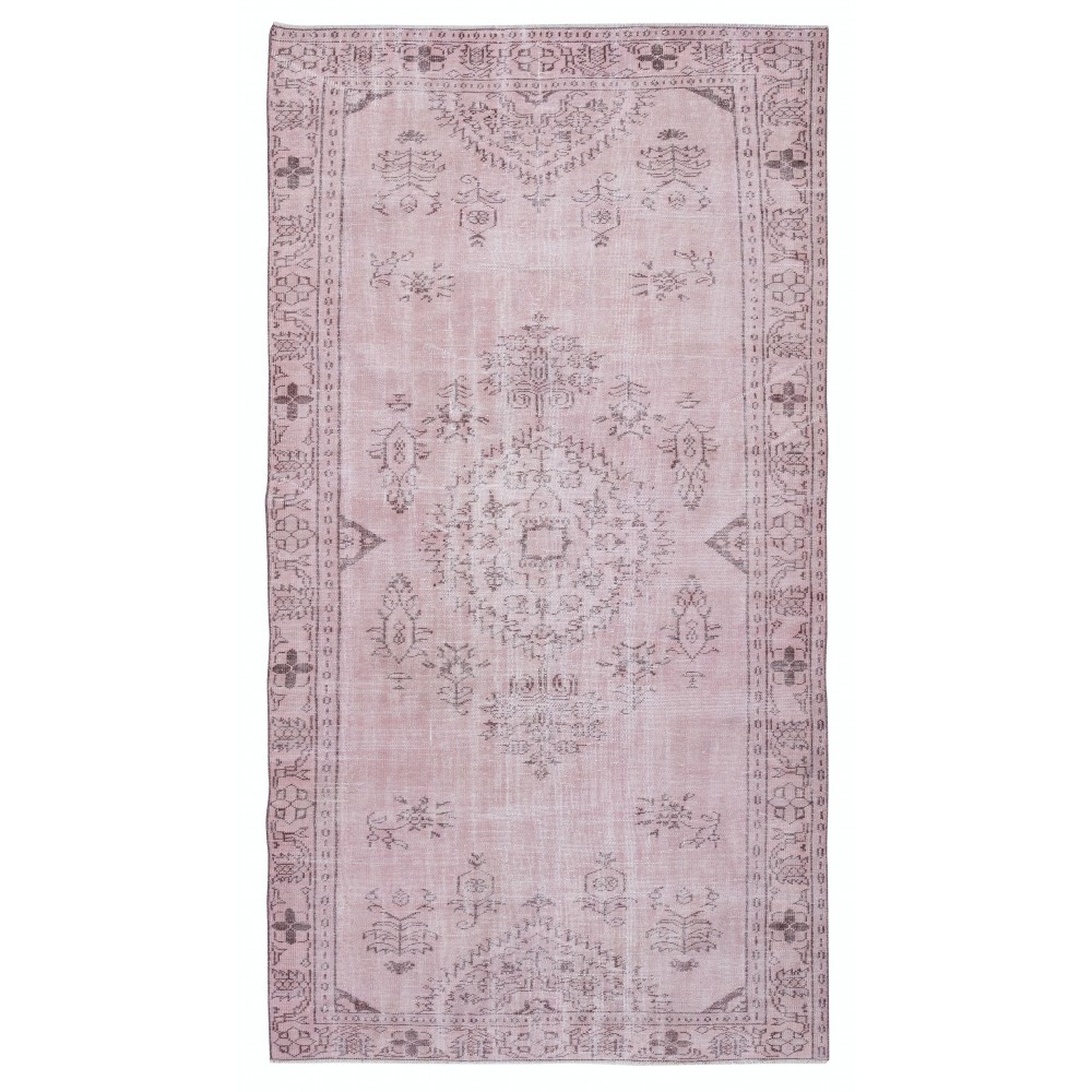 Modern Area Rug in Light Pink, Handwoven and Handknotted in Turkey