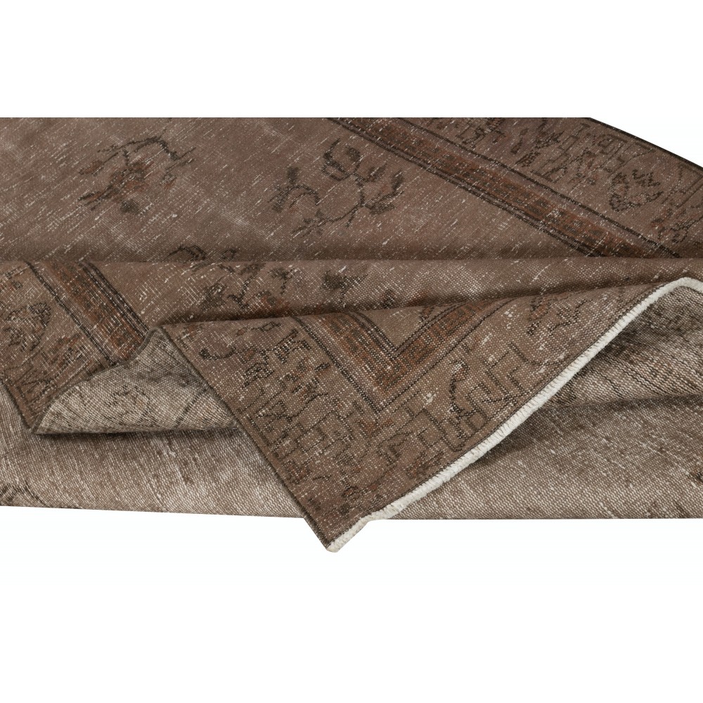 Contemporary Handmade Low Pile Turkish Wool Area Rug in Brown Color