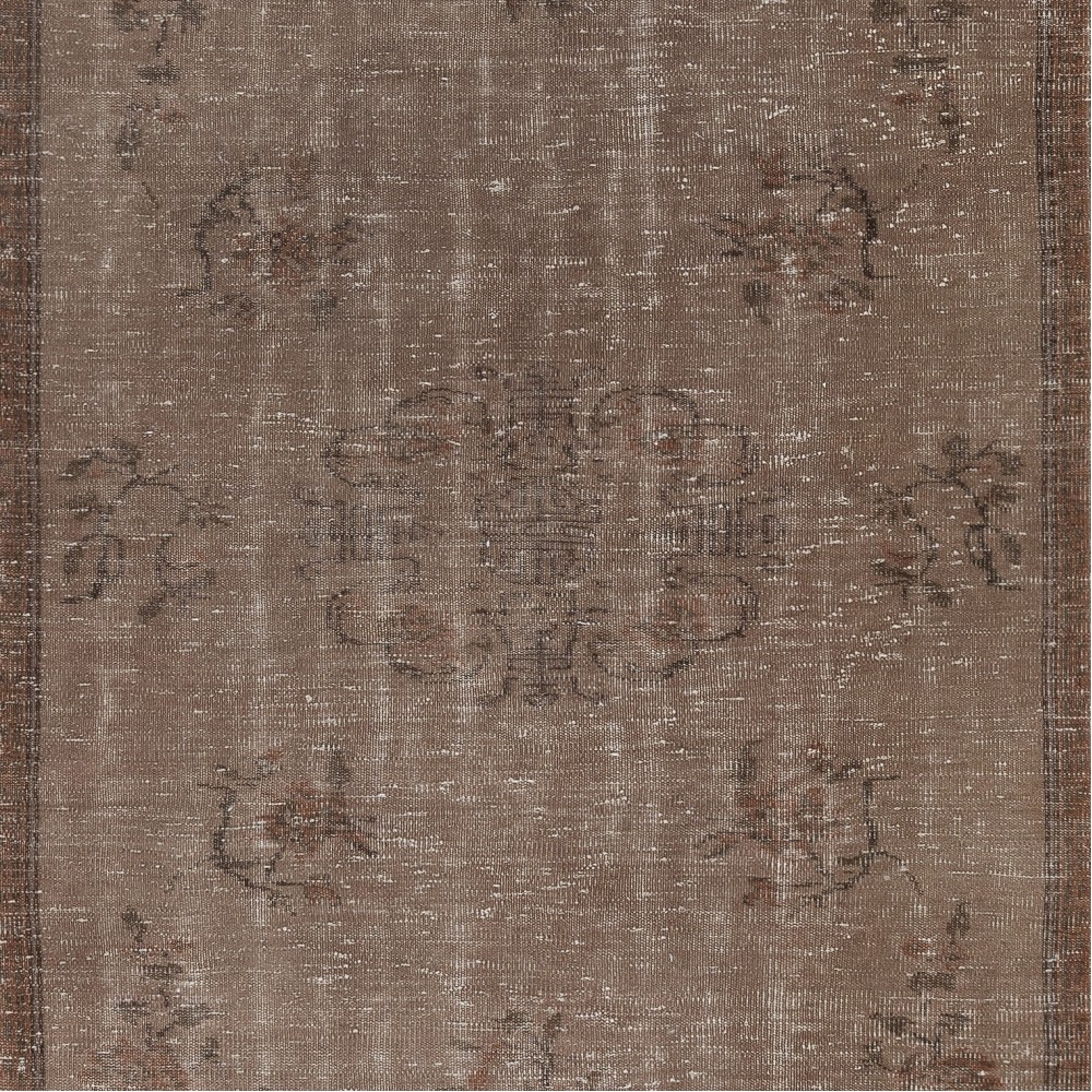Contemporary Handmade Low Pile Turkish Wool Area Rug in Brown Color