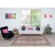 Vintage Handmade Turkish Area Rug redyed in Soft Pink Color for modern interiors