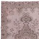 Vintage Handmade Turkish Area Rug redyed in Soft Pink Color for modern interiors