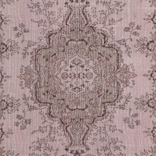 Vintage Handmade Turkish Area Rug redyed in Soft Pink Color for modern interiors