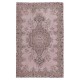 Vintage Handmade Turkish Area Rug redyed in Soft Pink Color for modern interiors