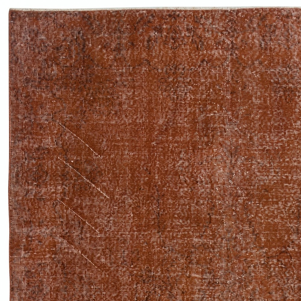 Hand-Made Floor Rug from Turkey. Orange Color Re-Dyed Area Rug