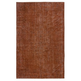 Hand-Made Floor Rug from Turkey. Orange Color Re-Dyed Area Rug