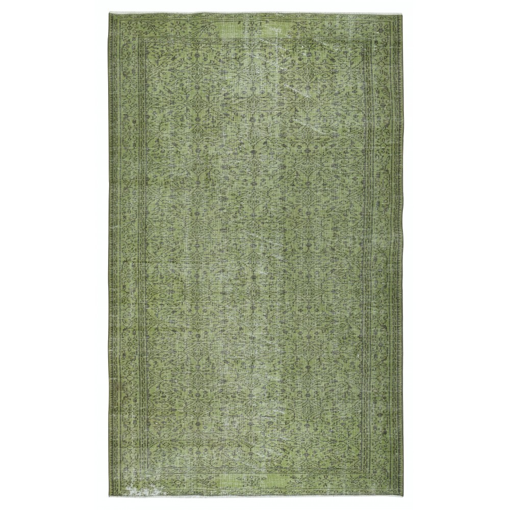 Modern Area Rug in Green, Hand-woven and Hand-knotted in Turkey