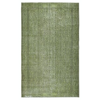 Modern Area Rug in Green, Hand-woven and Hand-knotted in Turkey