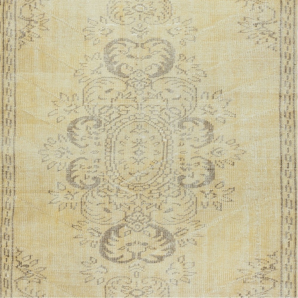 Rustic Unique Handmade Area Rug, 1960s Sun Faded Turkish Carpet