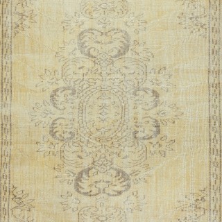 Rustic Unique Handmade Area Rug, 1960s Sun Faded Turkish Carpet
