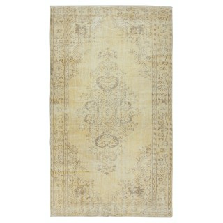 Rustic Unique Handmade Area Rug, 1960s Sun Faded Turkish Carpet