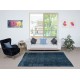 Handmade Turkish Wool Area Rug in Navy Blue. Room Size Floor Covering