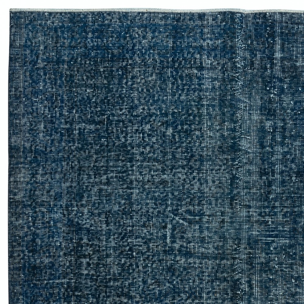 Handmade Turkish Wool Area Rug in Navy Blue. Room Size Floor Covering