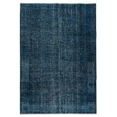 Handmade Turkish Wool Area Rug in Navy Blue. Room Size Floor Covering