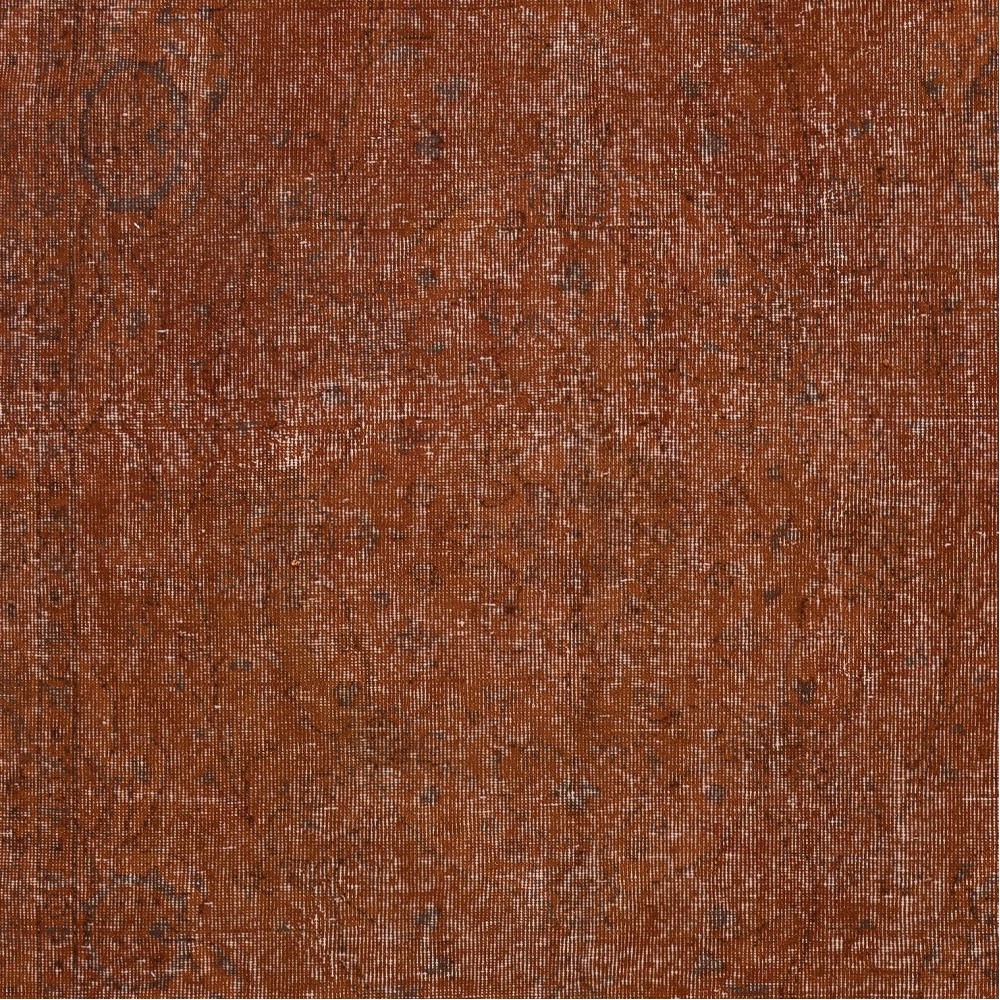 Handmade Turkish Wool Area Rug Re-Dyed in Orange for Modern Interiors