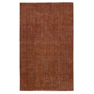 Handmade Turkish Wool Area Rug Re-Dyed in Orange for Modern Interiors