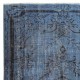 Vintage Handmade Turkish Area Rug redyed in Blue Color for modern interiors