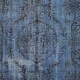 Vintage Handmade Turkish Area Rug redyed in Blue Color for modern interiors