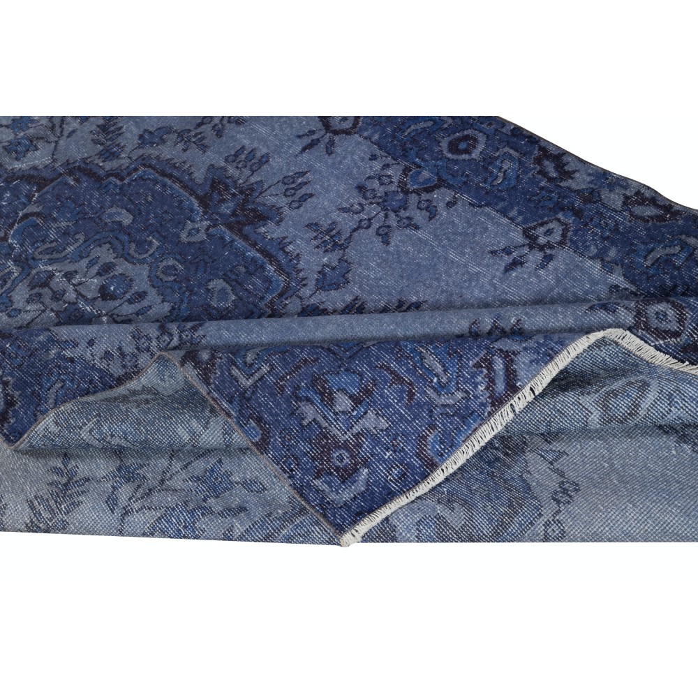 Modern Medallion Design Area Rug in Blue, Hand-woven and Hand-knotted in Turkey