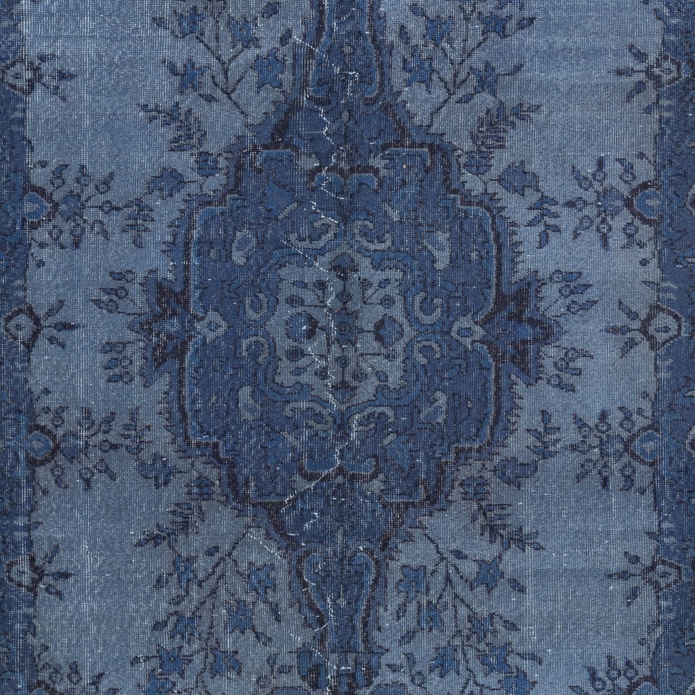 Modern Medallion Design Area Rug in Blue, Hand-woven and Hand-knotted in Turkey