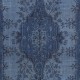 Modern Medallion Design Area Rug in Blue, Hand-woven and Hand-knotted in Turkey