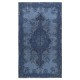 Modern Medallion Design Area Rug in Blue, Hand-woven and Hand-knotted in Turkey