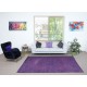 Vintage Handmade Turkish Area Rug redyed in Purple Color for contemporary interiors
