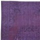 Vintage Handmade Turkish Area Rug redyed in Purple Color for contemporary interiors